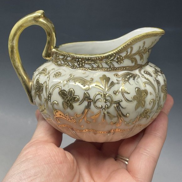 Antique - Vintage 20th C. Porcelain Nippon Gilt Japanese Creamer - Picture 10 of 14